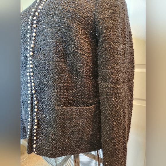 RSVP BY TALBOTS  size 12P fully lined black jacket trimmed in faux pearls. - Picture 5 of 7